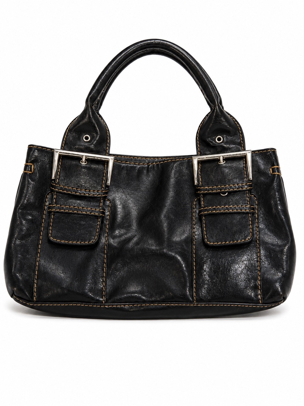 ALDO Black Y2K Shoulder Bag Buckle Satchel Purse Faux Leather 🖤🛍️